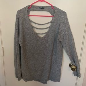 Grey Open Back Sweater